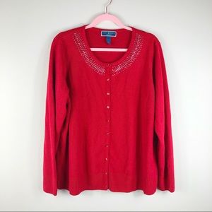 Karen Scott Women’s Red Cardigan Plus Size 2x